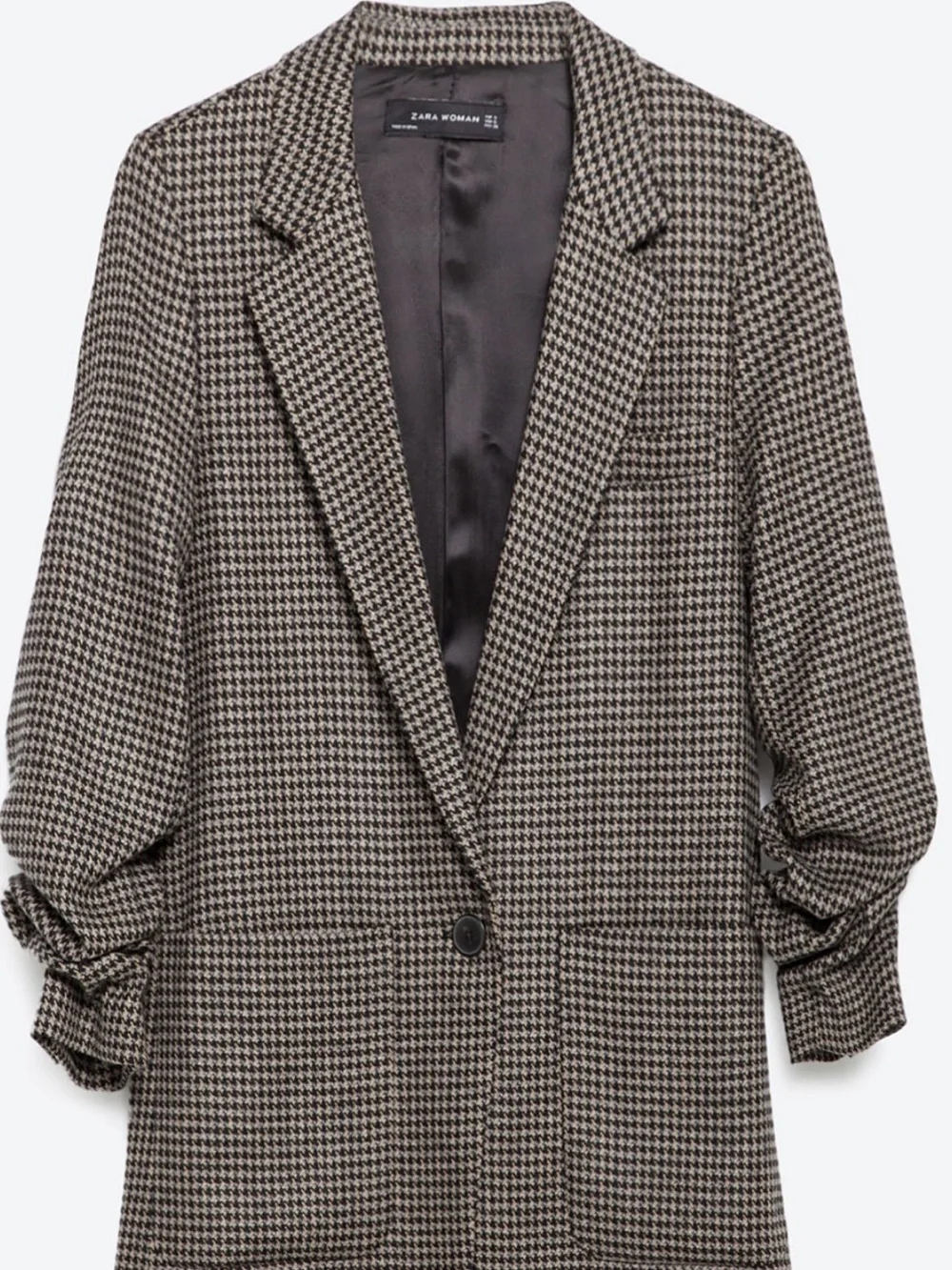 Zara Black & White Houndstooth oversized Coat